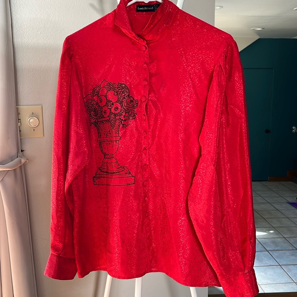 Red Louis Feraud vintage blouse